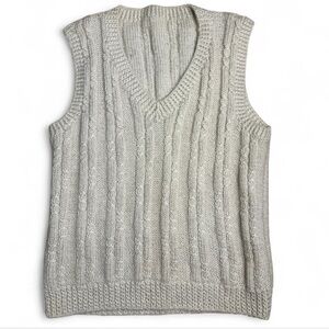 Women’s Vintage Shetland Wool Cream Cable Knit Sweater Vest